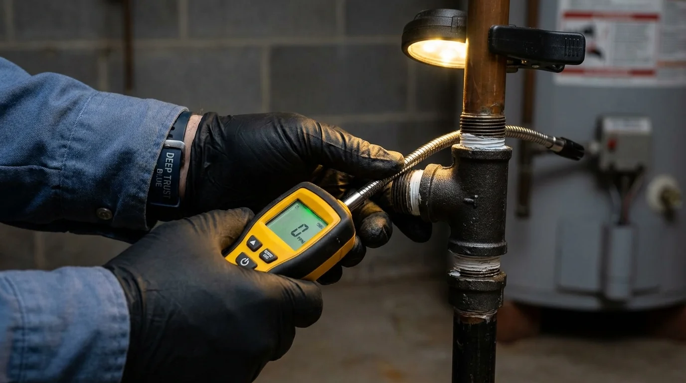 Gas leak detection with electronic sniffer by Johns Plumbing LLC in Guthrie
