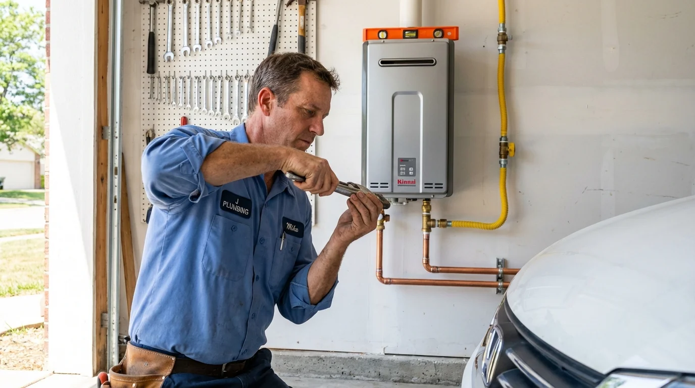 Tankless water heater installation by a Johns Plumbing LLC plumber in Guthrie